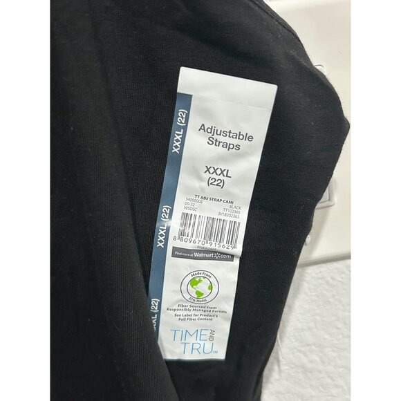 NWT Time And Tru Black Plus Size Camisole Tank Top Adjustable Straps SZ XXXL - Picture 7 of 9